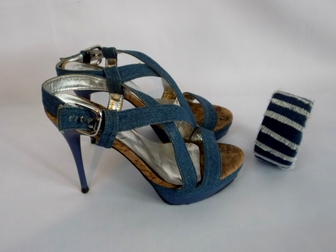 Уникальное изображение Женская обувь Босоножки из джинсовой ткани, 36-37 размер 38122736 в Саратове