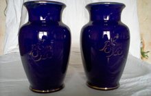 вазы синий кобальт позолоченные ВСВ 1940 год Конаково