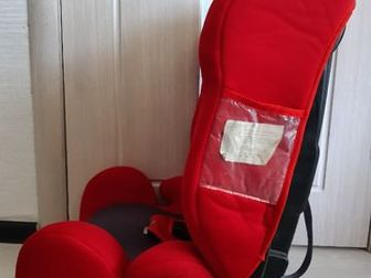 Кресло детское, автомобильное, универсальное,  Красного цвета,  От 9 до 36 кг,  Спинка кресла может отсоединяться,  В подарок идёт детское удерживающие  устройство-жёлтого в Уфе